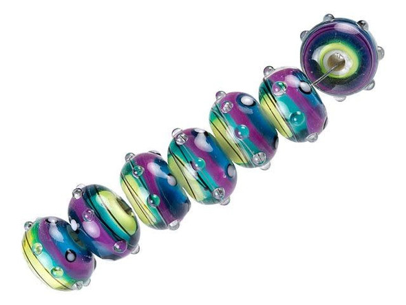 Begonia Stripes Roundel Bead Strand (7 pcs)