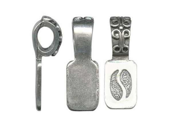 Antiqued Pewter Plated Glue-On Jewelry Bail, Cast, Rectangle (10 Pieces)