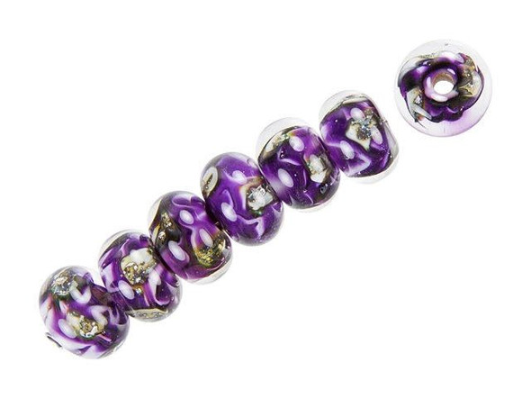 Purple Meadow Roundel Bead Strand (7 pcs)