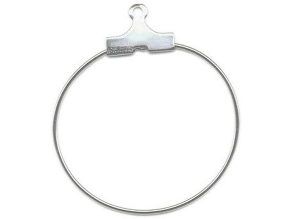 White Plated Earring Hoop Component, Crimp, 1", Round (72 pieces)
