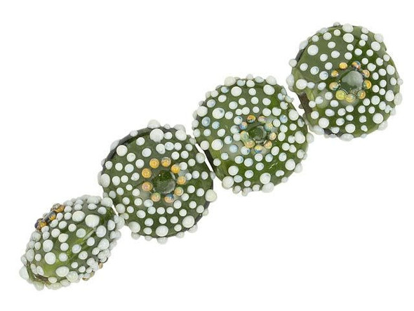 Green Sea Urchin Lentil Bead Strand (4 pcs)