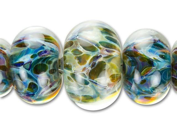 Multi-Color Swirled Graduated Roundel Bead (5 pcs) Strand