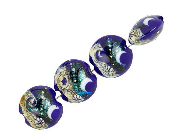 Cobalt Celestial Lentil Beads (4 pcs)