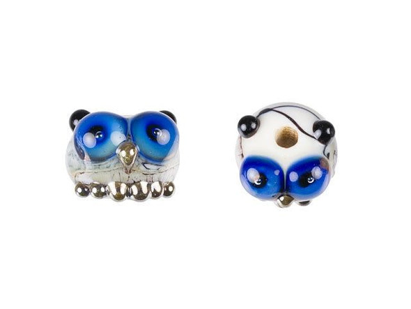 Free Style Ivory, Black and Blue Owl Roundel Bead
