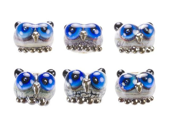 Free Style Ivory, Black and Blue Owl Roundel Bead