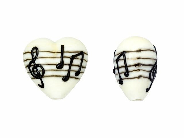 Musical Notes Heart Focal Bead