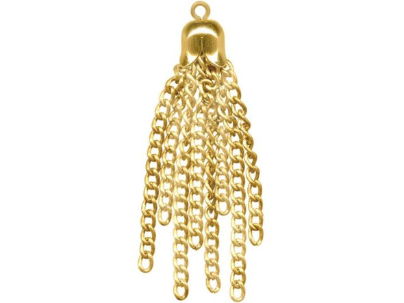 Tassel, Chain, 8-Strand, Gold Plated Steel (12 Pieces)
