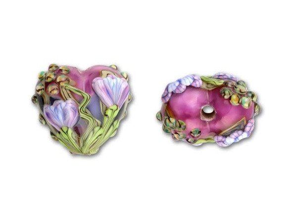 Hot Pink and Purple Free Style Heart Bead