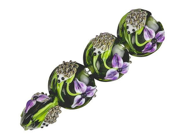 Iris and Critter Lentil Bead Strand (4 pcs)