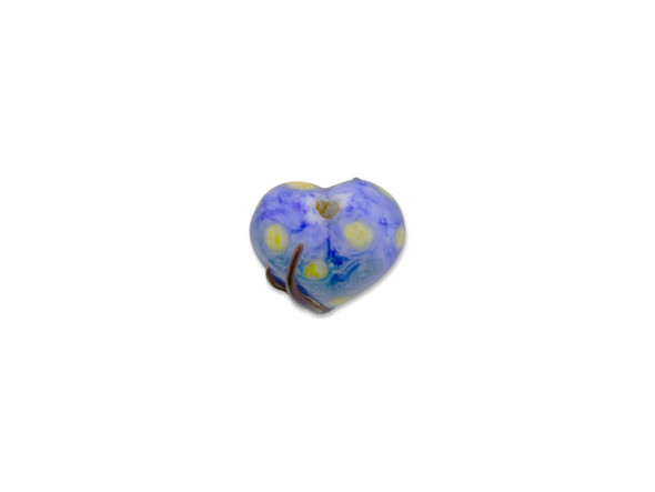 Bring the beauty of a starry night to your designs with this Grace Lampwork bead. This bead in inspired by the famous painting &ldquo;The Starry Night&rdquo; by Vincent van Gogh. This bead features a heart shape and a puffed dimension that will stand out in your jewelry designs. Showcase this bead in a stringing project, dangle it from a head pin for a quick pendant, and more. It will make a bold statement anywhere. This item is handmade, so appearances may vary. Dimensions: 20 x 19mm, Hole Size: 2.5mm