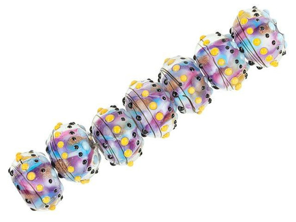 13 x 9mm Purple Swirl Party Rondelle Bead Strand (7 pcs)