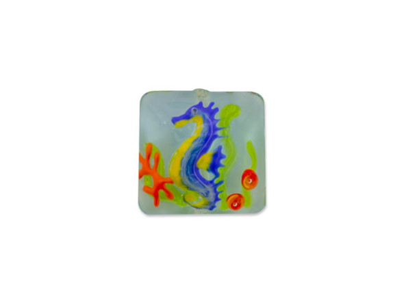 Blue Seahorse Pillow Focal Bead