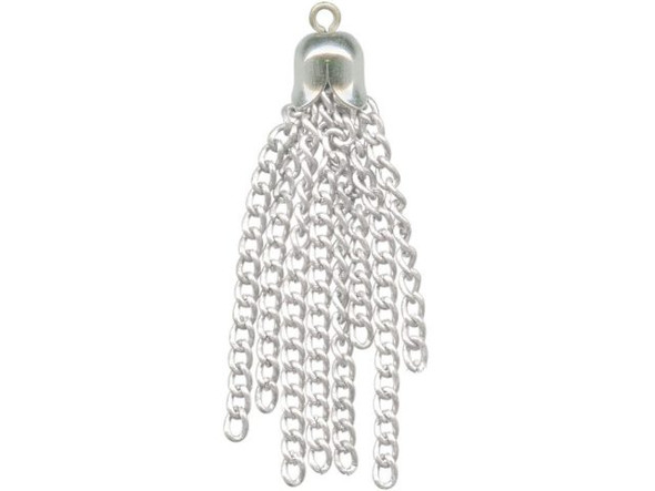 Silver Plated Tassel, Chain, 8-Strand (12 Pieces)
