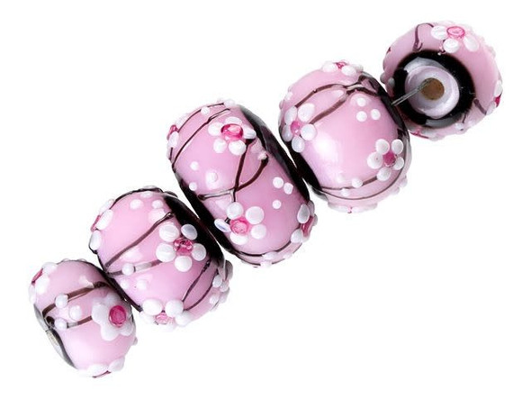 Cherry Blossom Graduated Roundel Bead Strand (5 pcs)