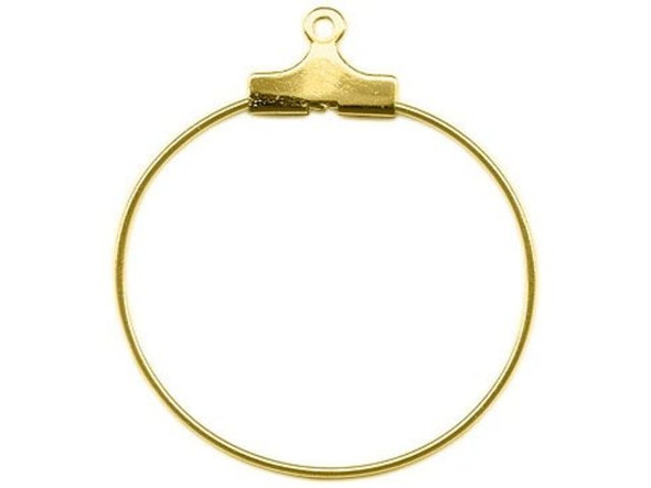 Gold Plated Earring Hoop Component, Crimp, 1", Round (72 pcs)