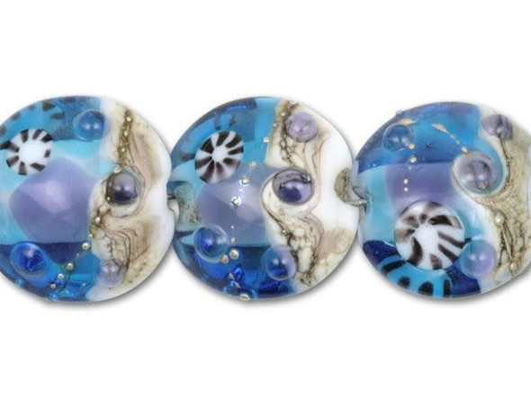 Clear/Blue Under The Sea Disc Beads (7pcs)