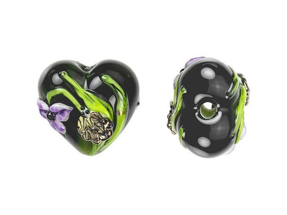 Iris and Critter Heart Focal Bead