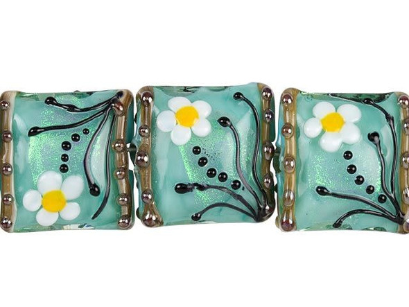 Seafoam Florals Pillow Bead Strand (4 pcs)