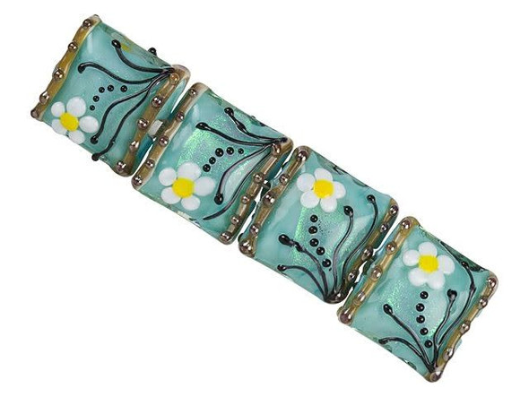 Seafoam Florals Pillow Bead Strand (4 pcs)