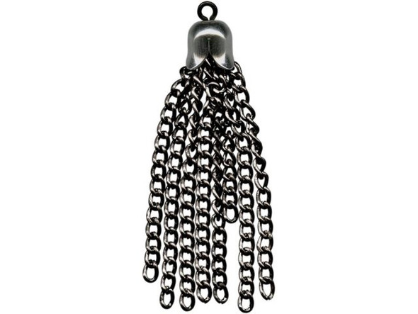 Gunmetal Tassel, Chain, 8-Strand (12 Pieces)