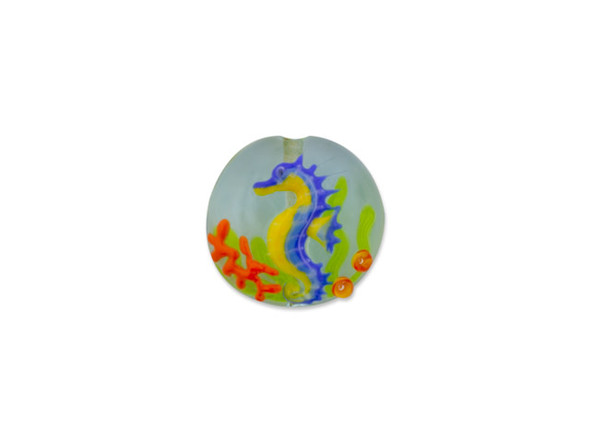 Blue Seahorse Lentil Focal Bead