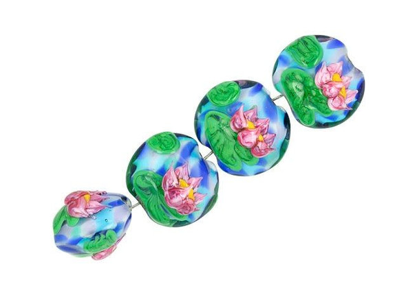 Water Lily Garden Lentil Bead (4 pcs)