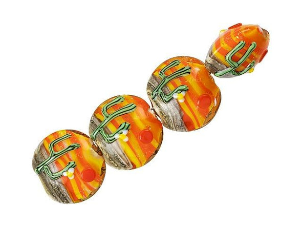 Cactus Sunset Lentil Bead Strand (4 pcs)