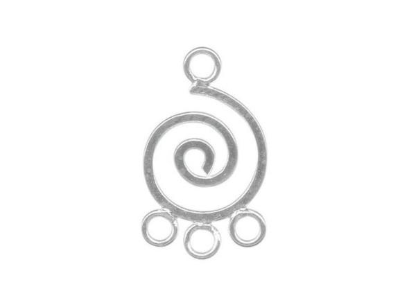 Sterling Silver Jewelry Connector, Spiral, 3 Loop (10 Pieces)