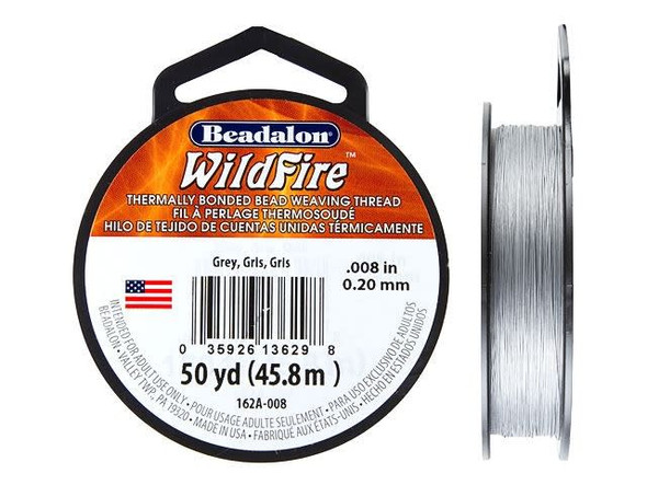 Have you ever had your thread fray or get pierced while working on a jewelry project? Say goodbye to those hassles and hello to Beadalon's WildFire thread. With its thermally bonded coating, this thread is extra strong and can withstand tough conditions like water and tension without breaking or stretching. The grey color is versatile and perfect for a variety of projects, while the .008 inch diameter is just the right thickness. Don't let anything stop your creativity – choose Beadalon's WildFire thread for all your handmade or DIY jewelry needs.
