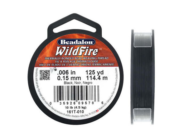 Wildfire Thermal Bonded Beading Thread, 125 Yards, Black