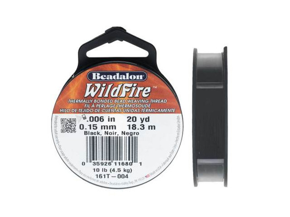 Wildfire Thermal Bonded Beading Thread, 20 Yard Spool, Black