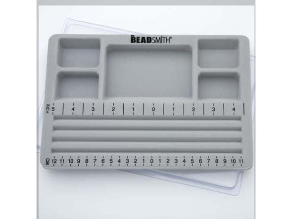 The Beadsmith Mini Travel Bead Design Beading Board Gray Flock W/ Lid 7.75 x 11.25 Inches