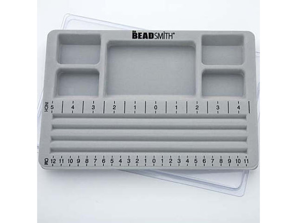 The Beadsmith Mini Travel Bead Design Beading Board Gray Flock W/ Lid 7.75 x 11.25 Inches