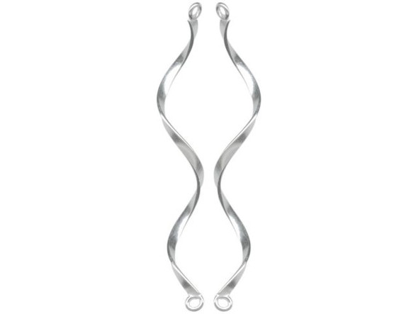 Sterling Silver Jewelry Connector, Spiral, 42mm, 2 Loop (1 pair)