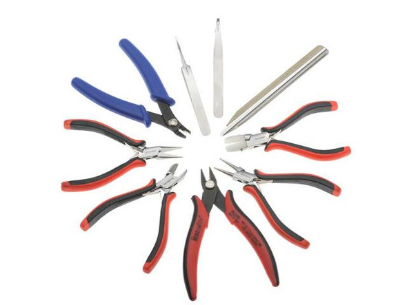 The Beadsmith Deluxe Jewelry Pliers Ergonomic Tool Kit 9 Piece w/ Case