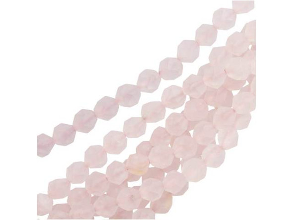 Dakota Stones Matte Rose Quartz 6mm Star Cut Round Bead Strand