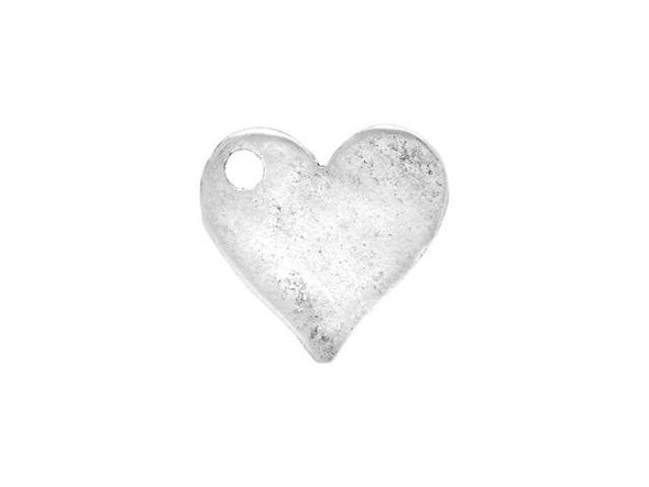 Put a loving touch into your designs with the Nunn Design antique silver-plated pewter mini hammered flat heart tag charm. This flat, heart-shaped charm features a stringing hole drilled through the top side, so it will dangle cutely from designs. It is versatile in size, so you can add it to necklaces, bracelets or even earrings. Use metal stamps to create a personalized look. The hammered texture will add an interesting look to designs. This charm features a versatile silver shine. Hole Size 1.6mm/14 gauge, Length 12.5mm, Width 12.5mm