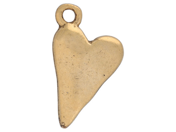 Nunn Design Antique Gold-Plated Primitive Drop Heart Charm