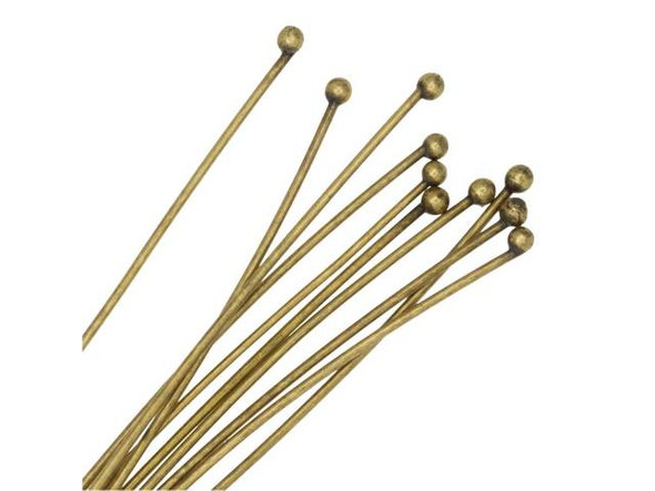 Nunn Design Antique Gold-Plated Brass 20 Gauge Ball Head Pin (10 Pieces)