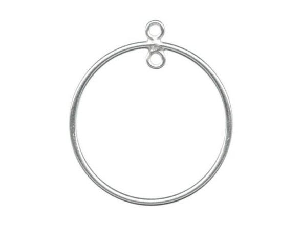 Sterling Silver Jewelry Connector, Round, 20mm, 2 Loop (Each)