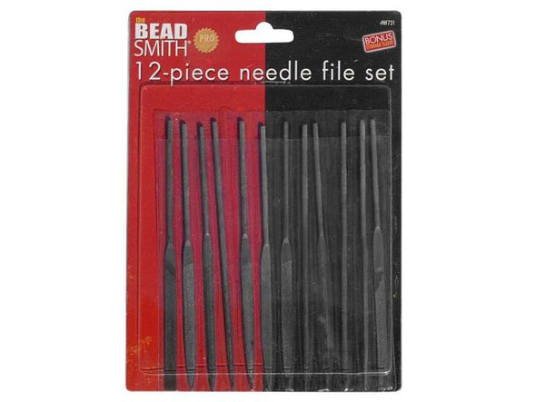 Transform your DIY jewelry creations with the Beadsmith Needle Files Set of 12 - Wire Wrapping! These top-quality files are a must-have in any jewelry maker's toolkit. They make filing and smoothing rough edges of wires and beads effortless, resulting in a polished finish that will impress even the most discerning eye. The 12 files come in varying shapes and sizes, each 14 cm long and 3 mm wide at the base, making them suitable for different projects, big or small. If you want to take your wire wrapping game to the next level, the Beadsmith Needle Files Set of 12 is the way to go. Elevate your handmade treasures and let your creativity soar!