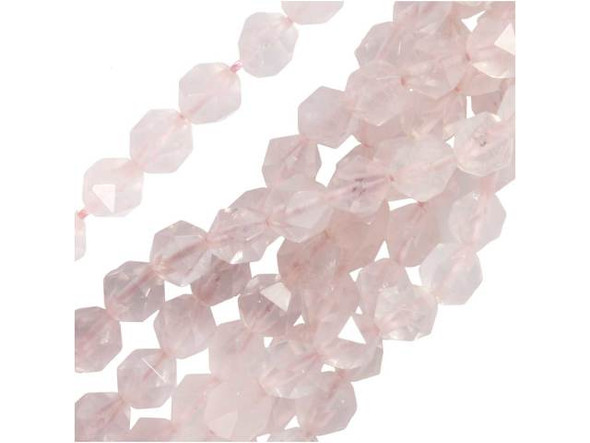Sweeten up your style with these Dakota Stones beads. These gemstone beads feature a round shape with a star cut filled with triangular facets. You'll love using these beads in matching necklace and bracelet sets. These beads feature a soft, pale pink shade full of hazy beauty. Metaphysical Properties: Rose quartz is known as the "love stone" and is used for its healing, joyous, and warm qualities.Because gemstones are natural materials, appearances may vary from bead to bead. Each strand includes approximately 48 beads.