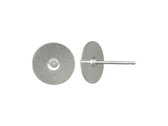 Titanium Earring Post Finding w 10mm Stainless Steel Flat Pad - 9.5mm Post (100 pcs)