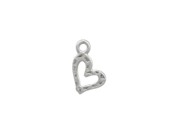 Sterling Silver Textured Artsy Heart Charm (Each)