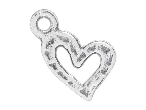 Sterling Silver Textured Artsy Heart Charm (Each)