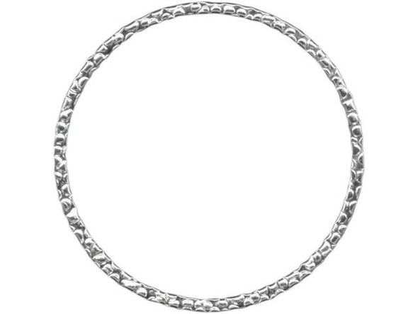 Sterling Silver Jewelry Link, Textured, Round, 25mm (Each)