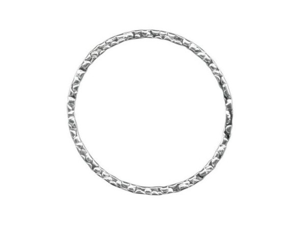 Sterling Silver Jewelry Link, Textured, Round, 20mm (Each)