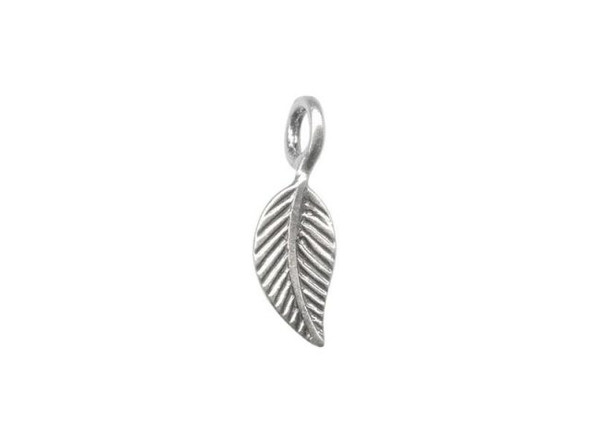 Sterling Silver Tiny Leaf Charm, 11x4mm (10 Pieces)