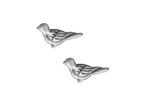 TierraCast Fine Silver Plated Pewter Dia De Los Muertos Paloma Bird Beads 15mm (2 Pieces)