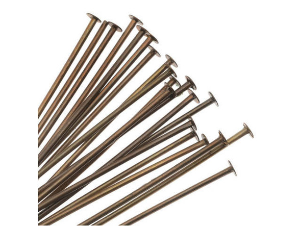 Vintaj Natural Brass Head Pin, 1.5 Inches Long and 21 Gauge Thick (20 Pieces)